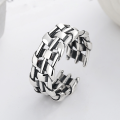 wholesale S925 Sterling Silver Irregular Wide Braided Twist Open Ring Trendy Punk Style Index Finger Ring-0-0