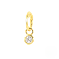 wholesale S925 Sterling Silver Cartilage Piercing Single Earring With Zircon Nose Ring, Trendy Ins Style-Gold single-round diamond