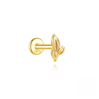 wholesale S925 Sterling Silver Bow-shaped Zircon-accented Flat Threaded Ear Cartilage Stud, A Popular Geometric Earring In Europe And America-Single gold #8