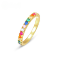 wholesale S925 Sterling Silver New Simple Geometric Colorful Zircon Ring for Women High-end Sense Ring Wholesale from Manufacturer-0-0