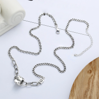 wholesale S925 Sterling Silver Cloud Tide Pavilion Smiley Pendant Necklace for Women, Hip-hop Light Luxury G-Pattern Cylindrical Bead-YL131/approx. 12.6g 925 silver