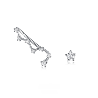 wholesale 925 Sterling Silver Earrings Big Dipper Ear Hooks Asymmetric Zirconia Stud Earrings Ins High-End Sterling Silver Ear Accessories-Platinum 925 silver