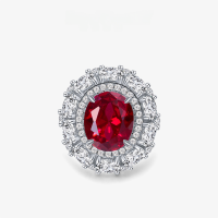 wholesale 925 Sterling Silver with 8-Carat Lab-Created Oval 10*12 Ruby and Sapphire Surround Setting Ring, Luxury Edition for ShiPei Jewelry New Collection-Cultivated Sapphire 10*12; G22【R-2142】 No. 5