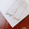 wholesale S925 Sterling Silver Bow Necklace for Women, Fashionable and Lightly Luxurious Collarbone Chain, Versatile Gift for Girlfriends and Best Friends on Holidays, Wholesale-0-0