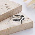 wholesale S925 Sterling Silver Retro Vintage Pattern 8-Figure Cross Creative Punk Style Trendy Adjustable Ring-0-1