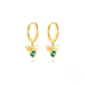 wholesale S925 Sterling Silver New Fun Bee Green Zircon Ear Hoop,ins-0-0