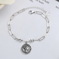 wholesale S925 Sterling Silver Queen Head Coin Hip-Hop Ins Chain Bracelet Vintage Versatile Women's Accessory-0-0