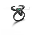 wholesale 925 Silver Adjustable Designer Dark Gothic Ring with Shanhaijing Bull Head Design and Green Agate Inlay-0-4