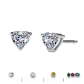 wholesale [18K White Gold] Kwai Douyin Internet Celebrity Live Broadcast Source D Color Moissanite Heart Stud Earrings Classic Three-Prong Earring Wholesale-0-0