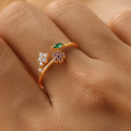 wholesale S925 Sterling Silver Floral Love Open Ring With Zircon And Opal, Korean Style Luxury Ins Small Trendy Index Finger Ring-0-3