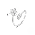wholesale S925 Sterling Silver Adjustable Rotating Bow Ring With A Decompression Opening And Bright Silver Finish-0-6