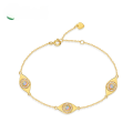 wholesale S925 sterling silver minimalist Korean-Japanese style evil eye bracelet for women with opal, wholesale silver jewelry manufacturer-0-0