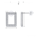 wholesale 18K Gold Plated S925 Sterling Silver Cross-Border New Moissanite Stud Earrings, Simple and Versatile Rectangle Earrings-0-5