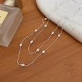wholesale S925 Sterling Silver Korean Version Chiheng Olive Bead Necklace for Women, Light Luxury Minimalist Fashion High-End Sense Long Pendant Collarbone Chain-0-5