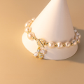 wholesale S925 Sterling Silver Temperament Bracelet Korean Style Sweet Inlaid Diamond Insect Bee Baroque Pearl Hand Accessory S4942-0-1