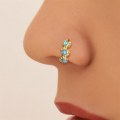 wholesale S925 Sterling Silver Light Luxury Opal Simple Nose Piercing Ring, High-end Ear Cartilage Hoop Earrings-0-2