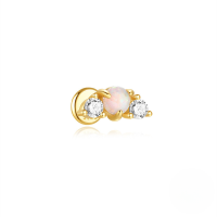 wholesale S925 Sterling Silver Geometric Opal And Zircon Flat Head Labret Stud With Internal Threading, Cross-border Bestseller-Single gold #5