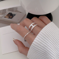 wholesale S925 Sterling Silver Wrapped Line Open Ring for Women, Korean Minimalist Niche Design, Cold Tone Index Finger Ring-0-4