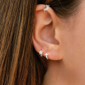 wholesale S925 Sterling Silver Star-Shaped Diamond-Studded Cartilage Ear Hoops, Trendy Minimalist Ins Style-0-3