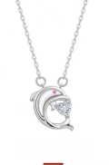 wholesale S925 Sterling Silver Dolphin Natural Mother-of-Pearl Heart Necklace for Women, New Design Small Luxury Pendant Collarbone Chain-0-4