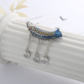 wholesale S925 Sterling Silver Vintage Resin Enamel Exquisite Koi Round Fish Pendant with Tassel-0-1