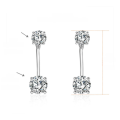 wholesale 18k Gold Plated S925 Silver Simple and Advanced Four-Prong 65mm Round Moissanite Ear Studs Convertible Style Women's Earrings-0-5