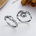 wholesale S925 Sterling Silver Retro Craft Double Letter Ring, Minimalist Fashion Hip Hop Style Versatile Women's Band-0-0