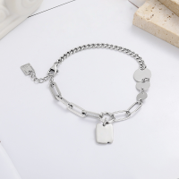 wholesale 925 Sterling Silver Korean Style Good Luck Letter Charm Chain Bracelet Fashionable Luxury Jewelry-307SH/approx. 6.5g>925 silver