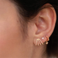 wholesale S925 Sterling Silver Zircon Accented Colored Ear Cuff, Ear Clip, And Stud Earrings In Korean Style Creative Design-0-2