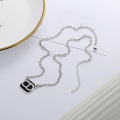 wholesale S925 Sterling Silver Retro-Design Versatile Drip Glitter Letter CD Pendant Interlocking Chain Hip Hop Trend Necklace-0-1