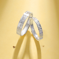 wholesale S925 Sterling Silver Chinese Style "Peace Joy Luck" Couple Rings, Auspicious Maneki-Neko, Luxury Minimalist Rings Wholesale-Peaceful, Joyful, and Auspicious Couple Ring/Approximately 4.37g&gt;PR003485 Sterling Silver