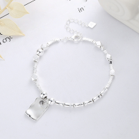 wholesale 925 Sterling Silver Crushed Silver Stitched Alphabet Square Charm Bracelet Korean Trendy Fashionable Internet Celebrity Style Hand Jewelry-222S/approx. 7.4g>925 silver