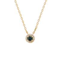 wholesale 10K Gold Japanese Retro Style Light Luxury Blue Sapphire and White Zircon Necklace, Everyday Jewelry Wholesale Manufacturer-Sapphire necklace 10k
