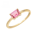 wholesale 10K Gold Inlaid Rectangular Tourmaline Gentle Elegance Style Ring for Women Factory Direct Supply Custom Orders Available-0-0