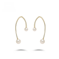wholesale 9K Gold French-style luxury irregular curve U-shaped design pearl earrings, wholesale by Yili Jewelry Factory-0-0