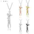 wholesale 925 Sterling Silver Lovers Embracing Pendant Necklace, an Amazon best-selling emotional jewelry-0-0