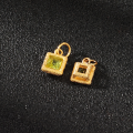 wholesale Gold-Plated 925 Ancient Silver Inlaid Small Square Peridot Drop Topaz Back Cloud DIY Jewelry Accessory Pendant-0-9