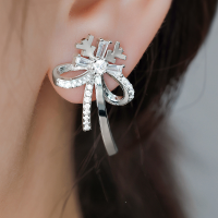 wholesale 925 Sterling Silver Zirconia Stud Earrings Customization, Korean OEM High-End Brand, New Arrival Stylish Office Wear Earrings-Platinum>925 silver