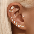 wholesale S925 Sterling Silver Geometric Zircon-studded Flat Head Spiral Cartilage Earring-0-1