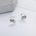 wholesale S925 Sterling Silver Retro Vintage Chinese Style Hollow-Out Auspicious Clouds and Moon Earrings Ethnic Exquisite Versatile Stud Earrings-0-1