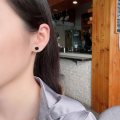 wholesale S925 Sterling Silver Minimalist Black Round Stud Earrings, Korean Style Compact and Versatile Trendy Unisex Ear Accessories-0-2