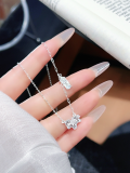 wholesale S990 Silver Korean-style Carousel Necklace for Women, Luxe and Elegant, with Micro-paved Zircon and Coin Pendant, Versatile Collarbone Chain-0-7