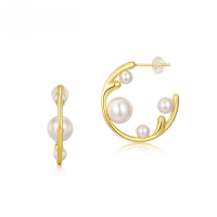 wholesale [10K Gold Plated] European and American Autumn and Winter New Shell Pearl Christmas Silver Earrings for Women, Minimalist Geometric Christmas Reindeer Stud Earrings-Pearl 925 silver
