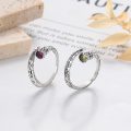 wholesale S925 Sterling Silver Vintage Antique-Style Gemstone Crown Wand Cross-Border Hip-Hop Punk Style Adjustable Ring-0-2