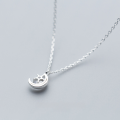 wholesale S925 Silver Necklace for Women, Sweet and Minimalist Moon and Star Diamond-Studded Necklace, Personalized Star and Moon Pendant Collarbone Chain D4248-0-3