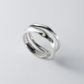 wholesale S925 Silver Thai Silver Double-Layer Wavy Curve Vintage Distressed Style Elegant Adjustable Ring for Women R00502-0-4