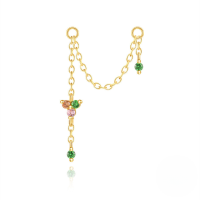 wholesale S925 Sterling Silver Geometric Tassel Earrings With Zircon And Bead Charms-Single gold #5&gt;925 silver