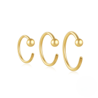 wholesale S925 Sterling Silver C-shaped Four-prong Zircon Piercing Clip-on Earring Set, A Creative European And American Best-seller-3-piece set - Gold#2 925 silver