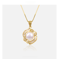 wholesale 925 Sterling Silver Flower Pearl Pendant Necklace for Women, European and American Ins Style, Simple and Elegant, Luxury Small Pendant, Minimalist Collarbone Chain-003554-Single pendant without chain>925 silver