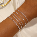 wholesale S925 Sterling Silver Cross Brushed Long Chain Link Women's Bracelet Diy,ins。-0-3